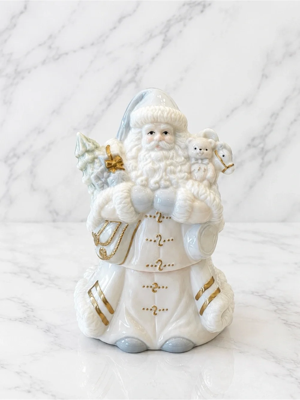 Ceramic Holiday Santa Claus Jewelry Box
